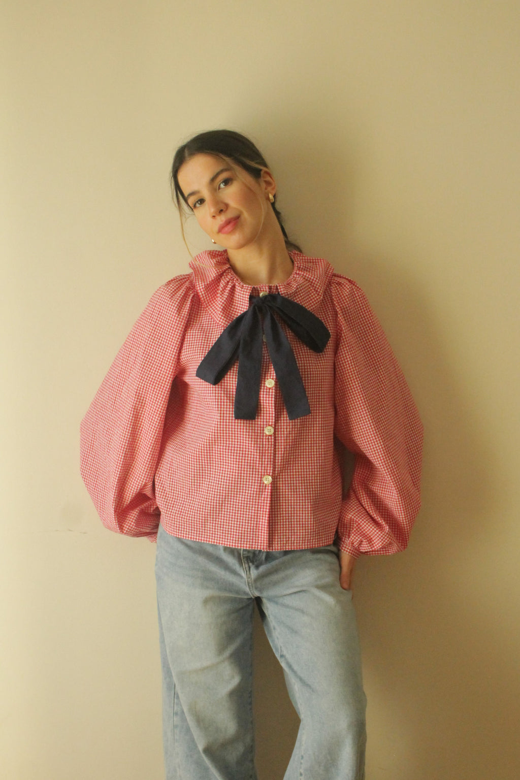 grace red vichy blouse