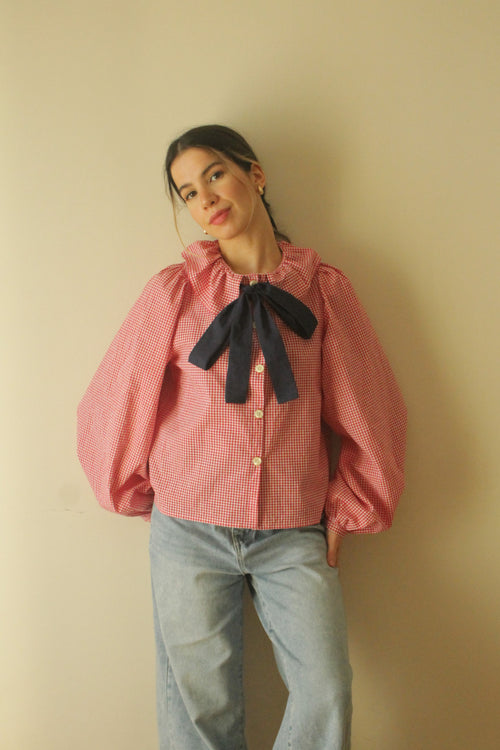 grace red vichy blouse