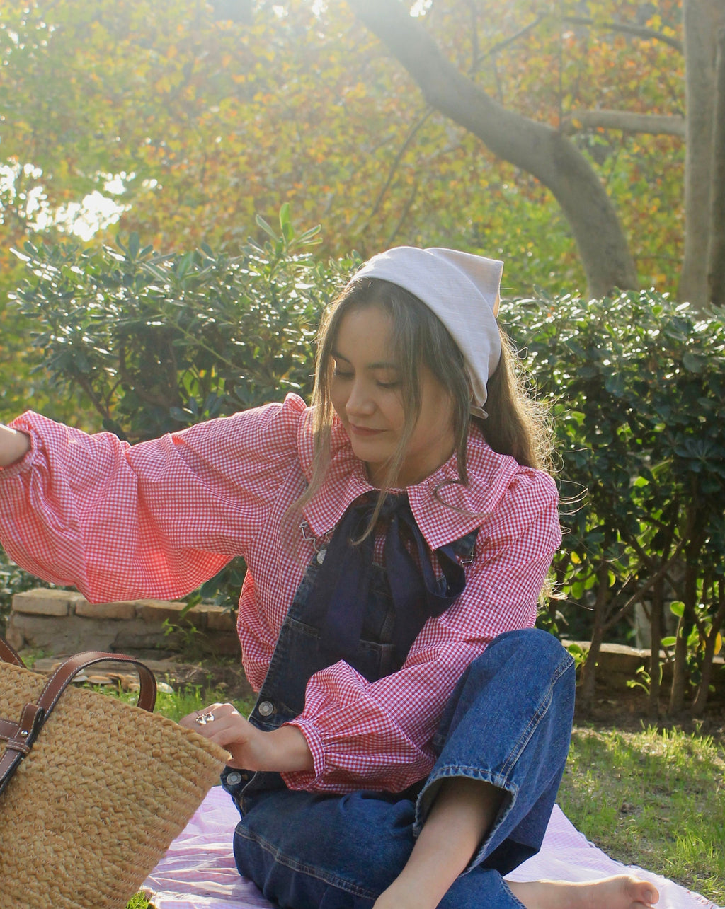 grace red vichy blouse