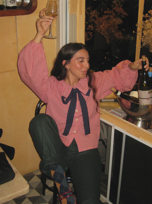 grace red vichy blouse