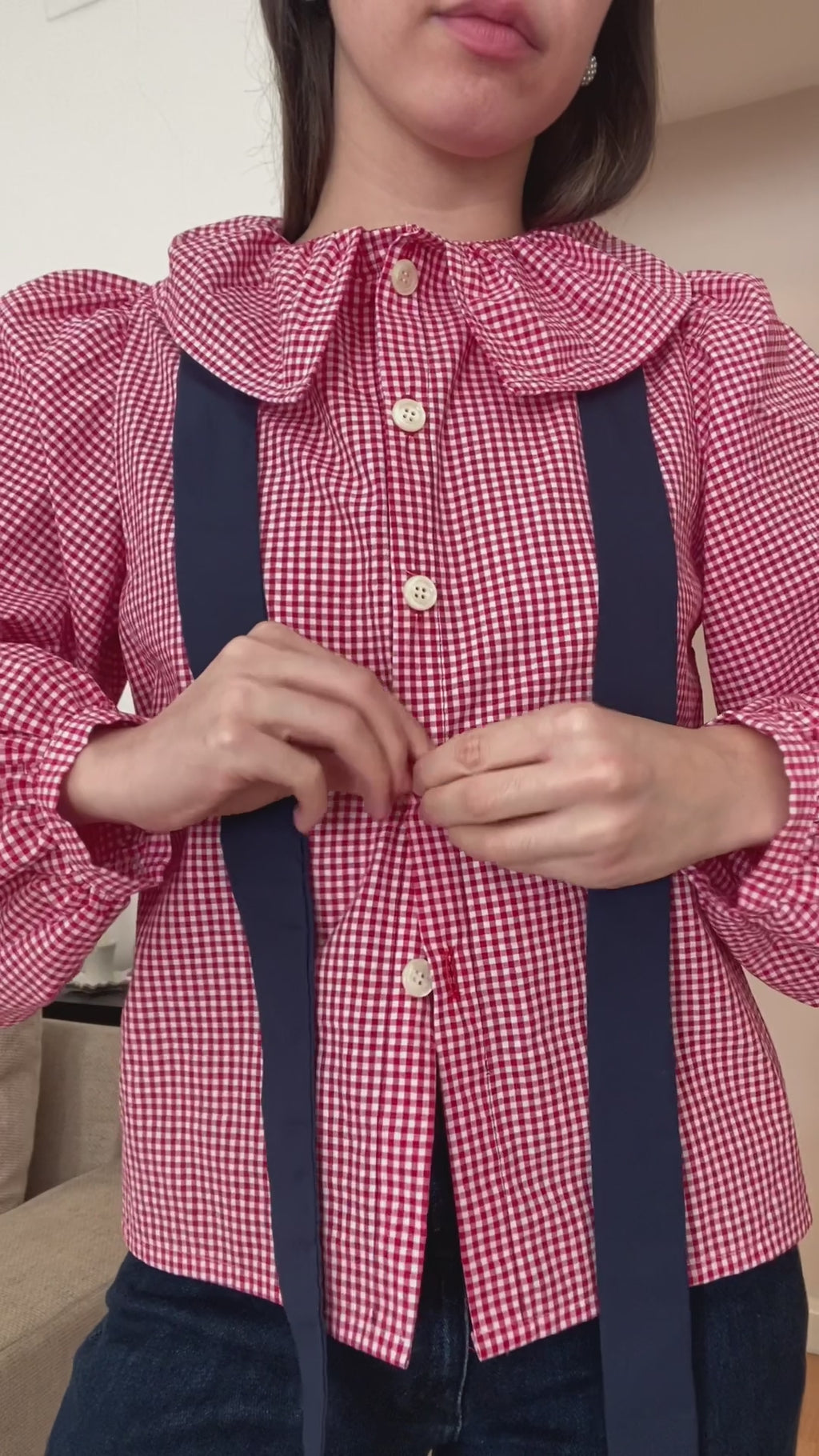 grace red vichy blouse