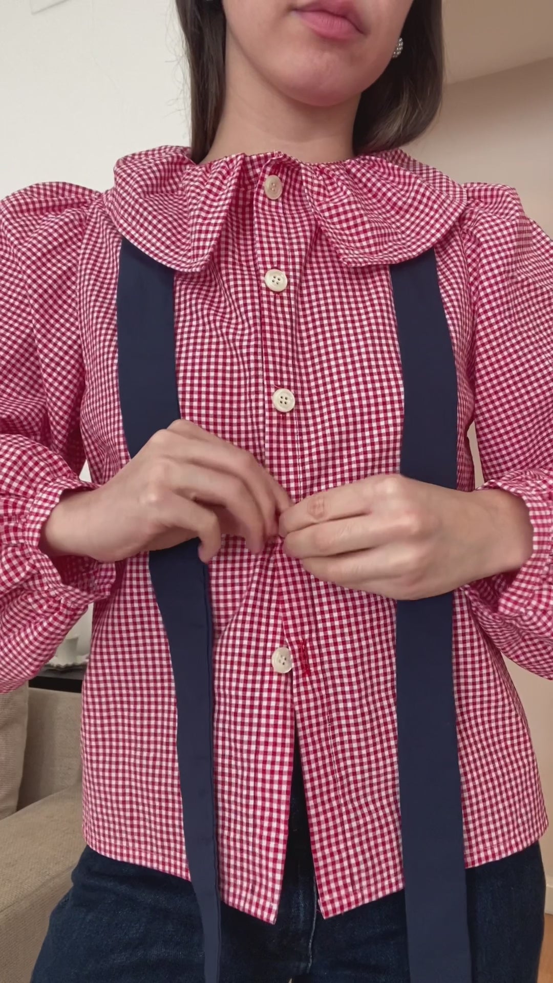 grace red vichy blouse